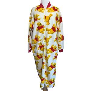 Walt Disney Vintage Y2K Winnie The Pooh Print Plush Blanket Full Zip Robe sz S/M